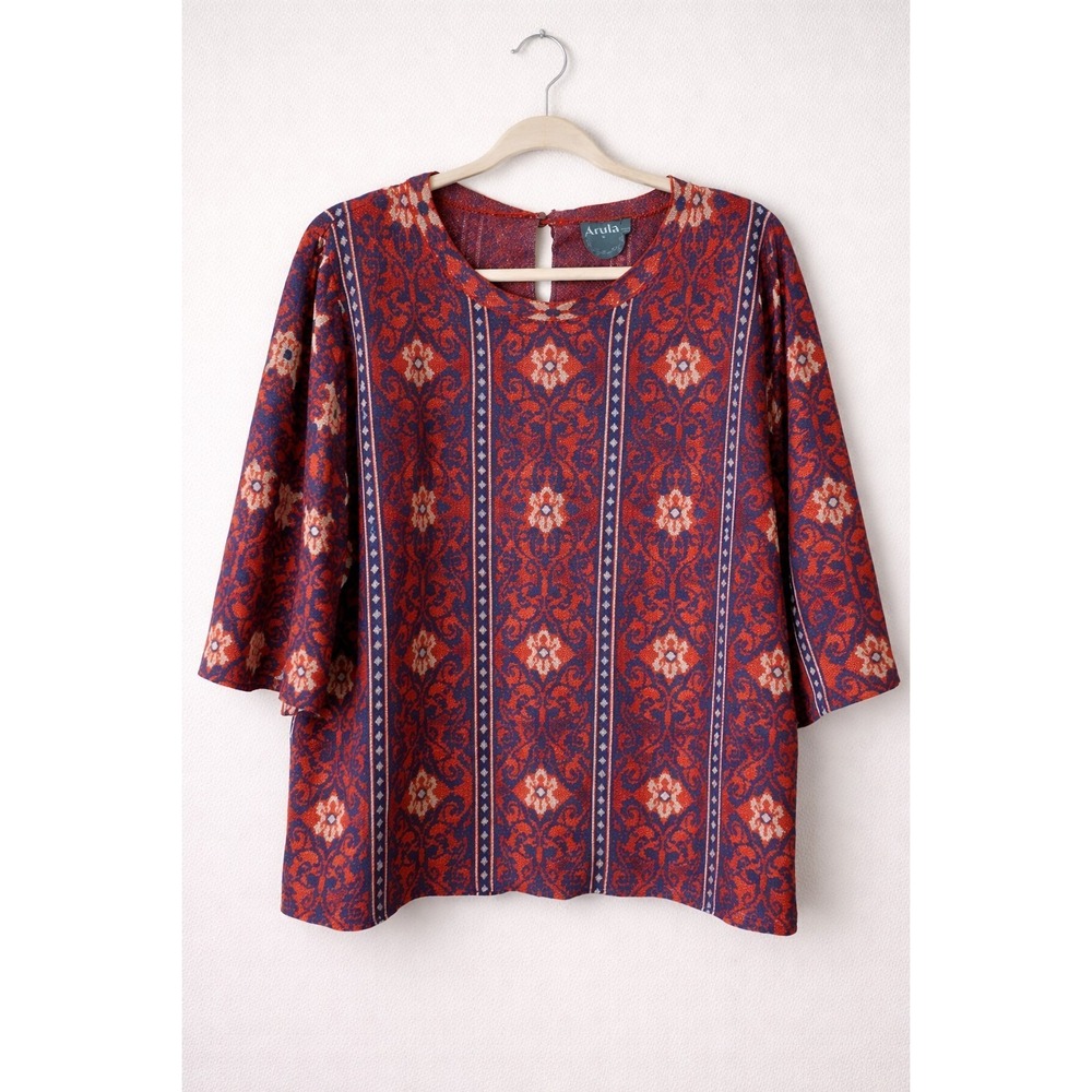 Arula 3X Boho Festival Tunic Top Retro 70s Mod Paisley Hippie Indie Plus Size